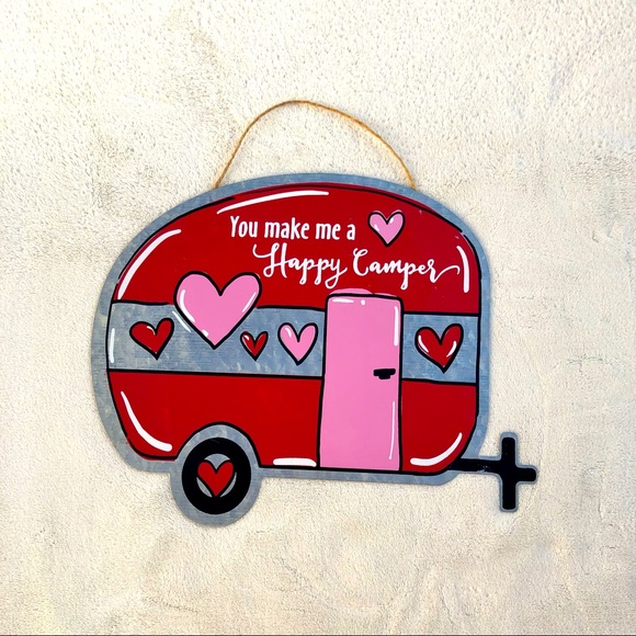 Camper Trailer Door Hanger Wall Decor You Make Me a Happy Camper Hearts - Picture 5 of 6